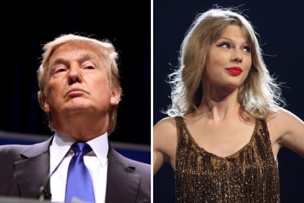 Donald Trump (left), Taylor Swift (right)