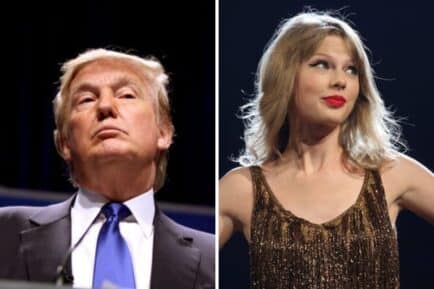 Donald Trump (left), Taylor Swift (right)