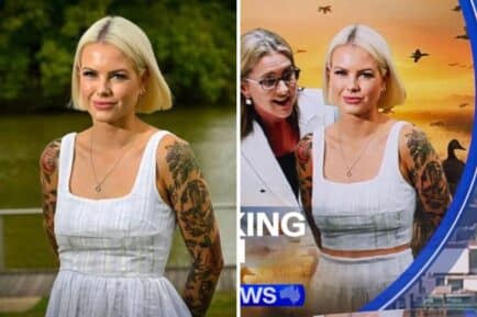 Original image of Georgie Purcell (left) versus photoshopped image by Nine News.