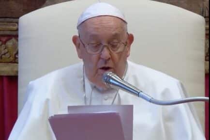 Pope Francis speaking to hundreds of ambassadors to the Vatican state